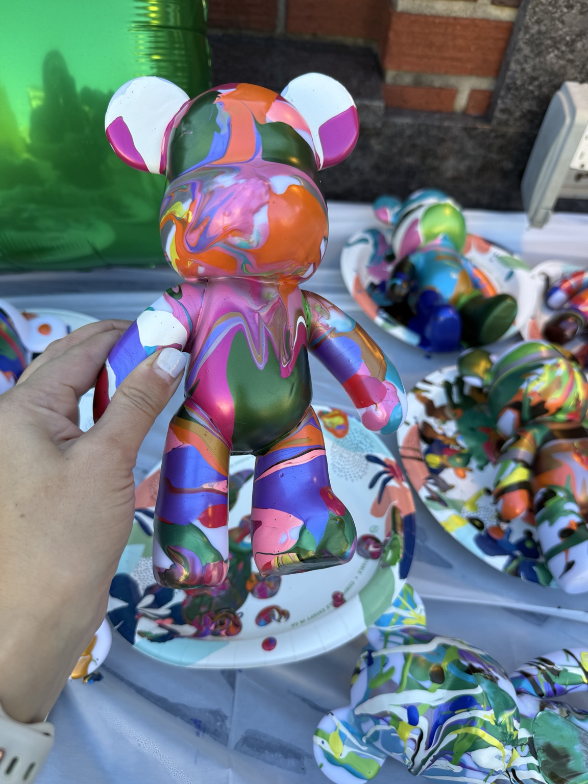 Bright pink drip-painted bear