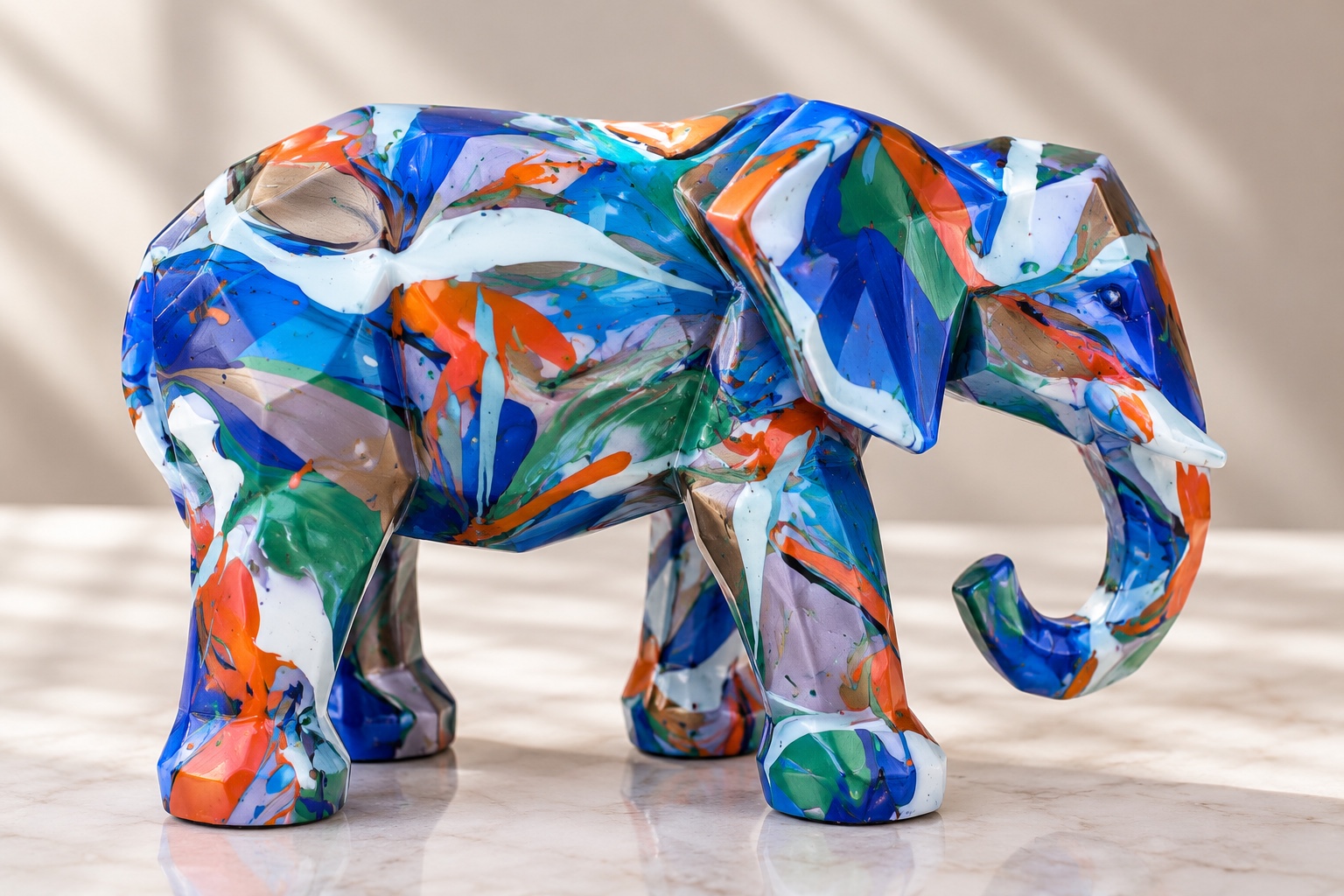 Painted elephant sculpture