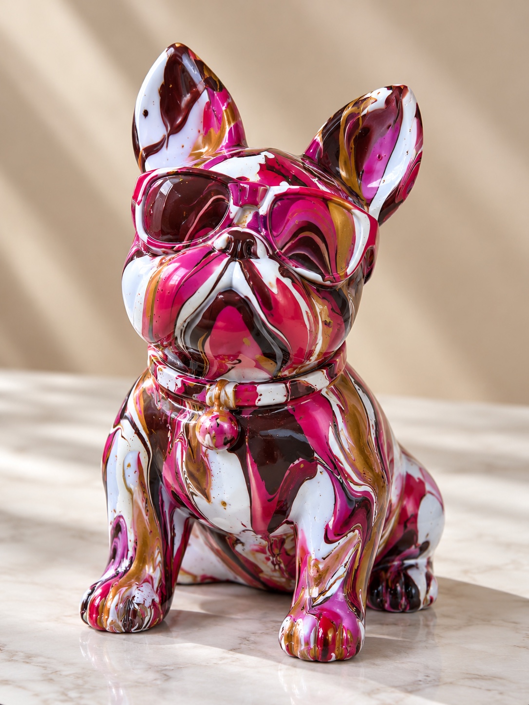 Pink painted French bulldog